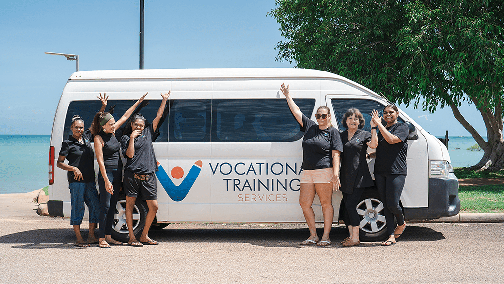 VTS students in Broome standing by the VTS van in Broome, WA.
